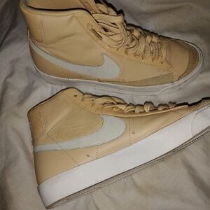 Nike Women's High-Top Sneakers in Butter Tan with White Swoosh